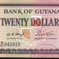Guyana - Nota de 20 Dolares 1996 (Não Circulada) - Pick 30b2