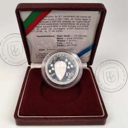 Portugal, Proof coin 100 Escudos Afonso Henriques 1985 Silver, coin 100 Escudos 1985 D. Afonso Henriques, with Case, KM 629a