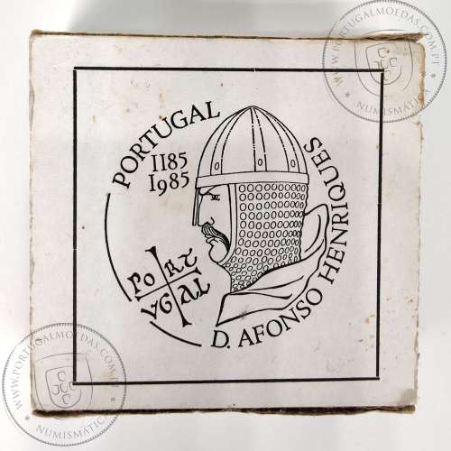Portugal, Proof coin 100 Escudos Afonso Henriques 1985 Silver, coin 100 Escudos 1985 D. Afonso Henriques, with Case, KM 629a