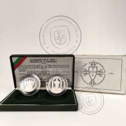 Prata Proof, Batalha de Aljubarrota 25 Escudos e 100 Escudos 1985, Estojo moedas PROOF do VI Cent. da Batalha de Aljubarrota