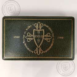 Portugal, Silver coins of Battle of Aljubarrota 25 Escudos and 100 Escudos 1985, PROOF coin case from the Battle of Aljubarrota