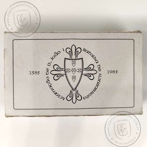 Prata Proof, Batalha de Aljubarrota 25 Escudos e 100 Escudos 1985, Estojo moedas PROOF do VI Cent. da Batalha de Aljubarrota