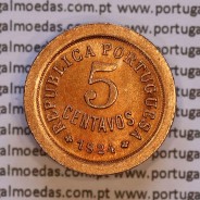 5 Centavos 1924 Bronze, cinco centavos 1924 ($05) Republica Portuguesa, (Bela), World Coins Portugal KM 572