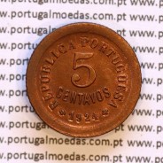 Defeito de cunhagem em 5 Centavos 1924 Bronze, cinco centavos 1924 ($05) Republica Portuguesa, World Coins Portugal KM 572