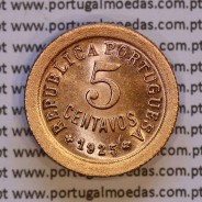 5 Centavos 1925 Bronze, $05 centavos 1925 da Republica Portuguesa, (Bela/Soberba), World Coins Portugal KM 572