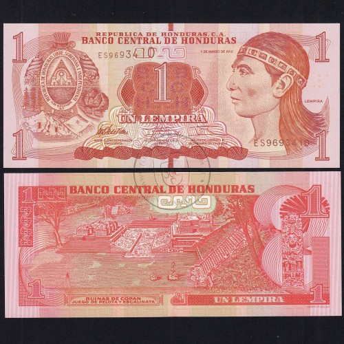Honduras - 1 Lempira Banknote 2012 (Uncirculated) - Pick 96a