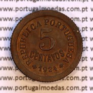 Portugal, 5 centavos 1924 bronze of Portuguese Republic, (XF), World Coins Portugal KM 572
