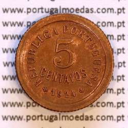 Portugal, 5 centavos 1924 bronze of Portuguese Republic, (VF+), World Coins Portugal KM 572