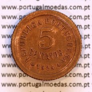5 Centavos 1924 Bronze, cinco centavos 1924 ($05) Republica Portuguesa, (MBC+), World Coins Portugal KM 572