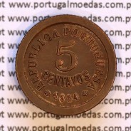5 Centavos 1924 Bronze, cinco centavos 1924 ($05) Republica Portuguesa, (Bela), World Coins Portugal KM 572