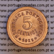 Portugal, 5 centavos 1925 bronze of Portuguese Republic, (XF), World Coins Portugal KM 572