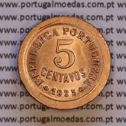 Portugal, 5 centavos 1925 bronze of Portuguese Republic, (XF), World Coins Portugal KM 572