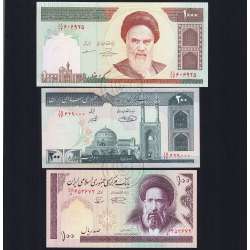 Iran - Lot of 3 Different Banknotes - Series 1982-2006 (Uncirculated)