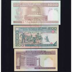 Irão - Lote de 3 Notas Diferentes-Serie 1982-2006 (Não Circuladas)