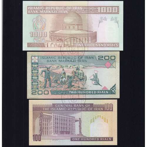 Iran - Lot of 3 Different Banknotes - Series 1982-2006 (Uncirculated)