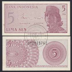 Indonesia - 5 Sen Banknote 1964 (Uncirculated) - Pick 91