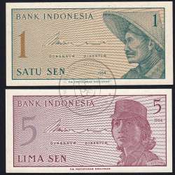 Indonesia - Lote de 5 Notas Diferentes - Serie 1964 (Não Circuladas)
