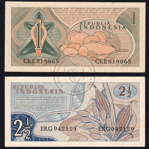 Indonesia - Lot of 2 Different Banknotes - Series 1961 (Uncirculated)