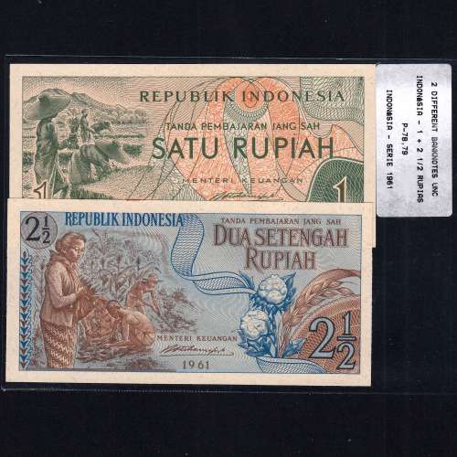 Indonésia - Lote de 2 Notas Diferentes - Serie 1961 (Não Circuladas)