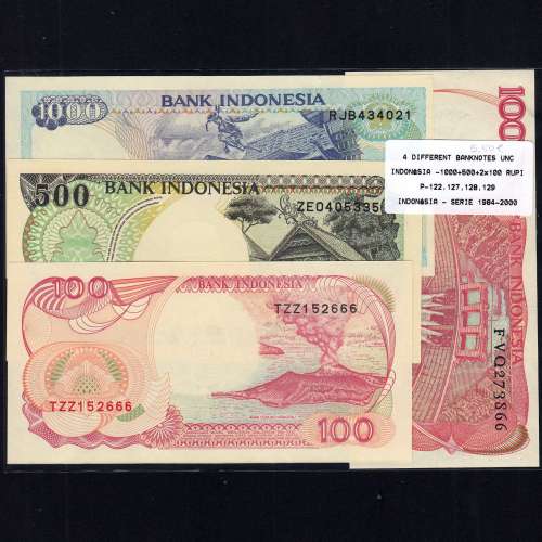Indonésia - Lote de 4 Notas Diferentes-Serie 1984-2000 (Não Circuladas)