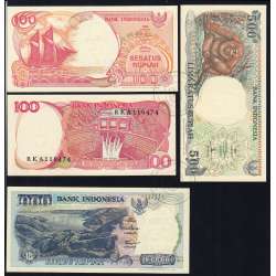 Indonésia - Lote de 4 Notas Diferentes-Serie 1984-2000 (Não Circuladas)