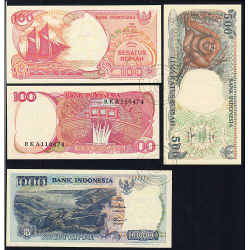 Indonesia - Lot of 4 Different Banknotes - Series 1984-2000 (Uncirculated)