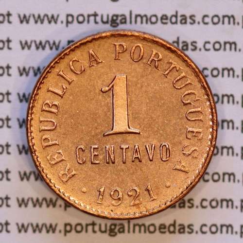 1 centavo 1921 Bronze, $01 centavo 1921, (Bela), World Coins Portugal KM 565