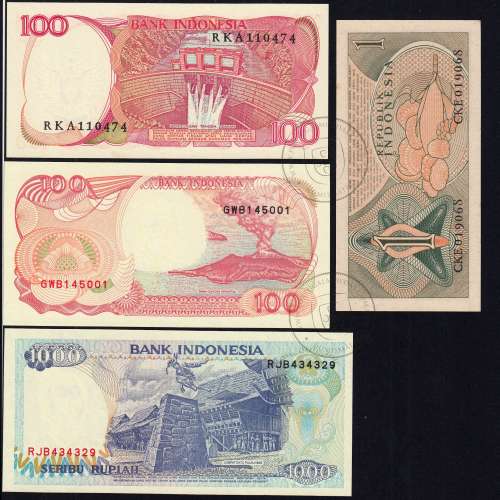 Indonesia - Lot of 4 Different Banknotes - Series 1961-1992 (Uncirculated)