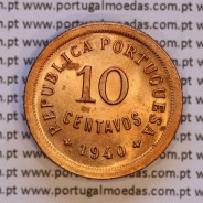 10 centavos 1940 Bronze, "$10" dez centavos 1940 Bronze Republica Portuguesa, (Soberba), World Coins Portugal KM 573