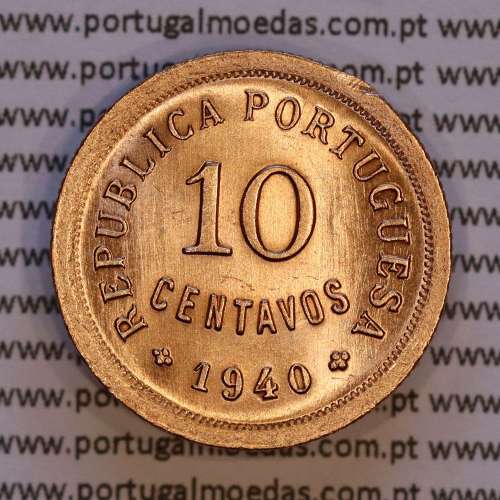 Portugal, 10 centavos 1940 Bronze, ten centavos 1940 bronze Portuguese Republic, (UNC), World Coins Portugal KM 573