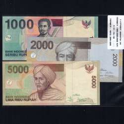 Indonésia - Lote de 3 Notas Diferentes - Serie 2000-2016 (Não Circuladas)