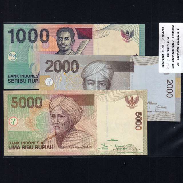 Indonésia - Lote de 3 Notas Diferentes - Serie 2000-2016 (Não Circuladas)