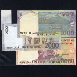 Indonésia - Lote de 3 Notas Diferentes - Serie 2000-2016 (Não Circuladas)