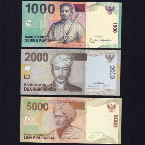 Indonésia - Lote de 3 Notas Diferentes - Serie 2000-2016 (Não Circuladas)