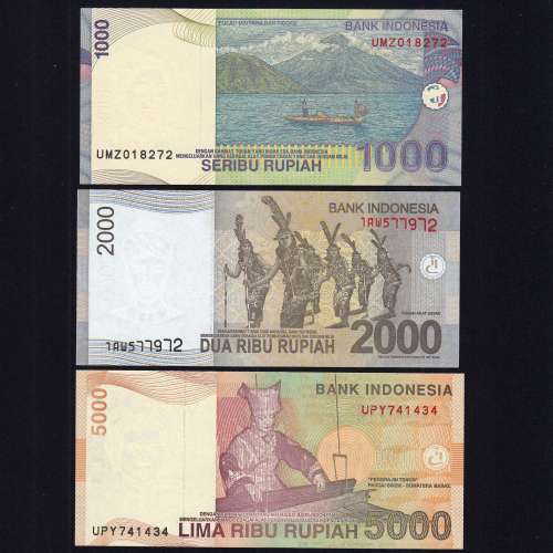 Indonésia - Lote de 3 Notas Diferentes - Serie 2000-2016 (Não Circuladas)