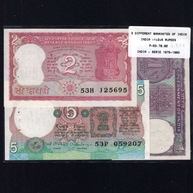 India - Lote de 3 Notas Diferentes - Serie 1966-2003 (Não Circuladas)