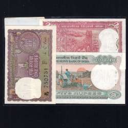 India - Lote de 3 Notas Diferentes - Serie 1966-2003 (Não Circuladas)