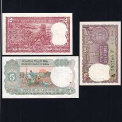 India - Lote de 3 Notas Diferentes - Serie 1966-2003 (Não Circuladas)