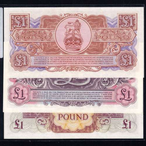 Inglaterra - Lote de 3 Notas Diferentes One Pound-British Armed Forces (Não Circuladas)
