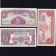 Inglaterra - Lote de 3 Notas Diferentes One Pound-British Armed Forces (Não Circuladas)