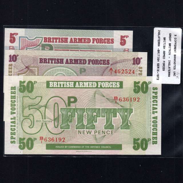 England - Lot of 3 Different Banknotes-British Armed Forces - Series 1972 (Uncirculated)
