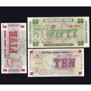 Inglaterra - Lote de 3 Notas Diferentes-British Armed Forces - Serie 1972 (Não Circuladas)