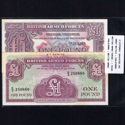 Inglaterra - Lote de 2 Notas Diferentes 1 Pound-British Armed Forces (Não Circuladas)