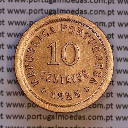 Portugal, 10 centavos 1925 Bronze or $10 centavos bronze 1925 of the Portuguese Republic, (VF+/XF), World Coins Portugal KM 573