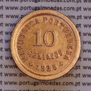 Portugal, 10 centavos 1925 Bronze or $10 centavos bronze 1925 of the Portuguese Republic, (VF+/XF), World Coins Portugal KM 573