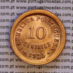 10 centavos 1925 Bronze, $10 centavos bronze 1925 da Republica Portuguesa, (Soberba), World Coins krause Portugal KM 573