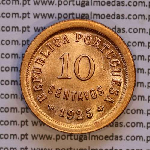 10 centavos 1925 Bronze, $10 centavos bronze 1925 da Republica Portuguesa, (Soberba), World Coins krause Portugal KM 573