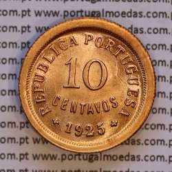 10 centavos 1925 Bronze, $10 centavos bronze 1925 da Republica Portuguesa, (Soberba), World Coins krause Portugal KM 573