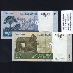 Madagascar - Lote de 2 Notas Diferentes-Serie 2004 (Não Circuladas)