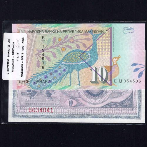 Macedonia - Lot of 2 Different Banknotes - Serie 1992-1996 (Uncirculated)